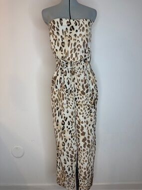 Leopard Print Strapless Jumpsuit Romper Summer Vacation Festival Animal Print S